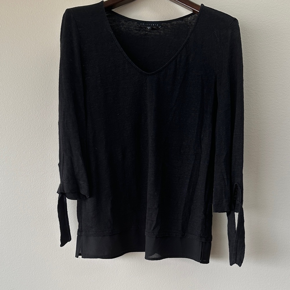 Sanctuary Black V-Neck Blouse, 3/4 sleeve